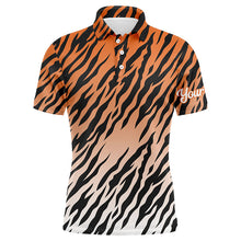 Load image into Gallery viewer, Orange tiger stripes pattern Mens golf polo shirts custom golf shirt for men, best golf gifts NQS6299