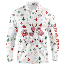 Load image into Gallery viewer, Funny Christmas golf shirts custom white Mens golf polo shirts Flamingo golf friend Christmas gifts NQS6511