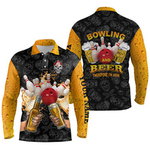 Load image into Gallery viewer, Funny bowling beer skull bowling shirts for men custom name bowling and beer therefore I&#39;m here NQS4478