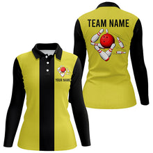 Load image into Gallery viewer, Personalized Yellow Black Retro Bowling Polo shirt For women custom vintage bowling team jerseys NQS6981