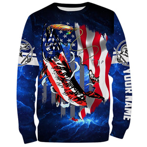 Musky Fishing 3D American Flag Patriot Customize name All over print shirts - personalized fishing gift for men and women and Kid - NQS423