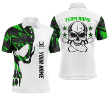 Load image into Gallery viewer, Custom Green white bowling shirt for men – personalized team jersey front view