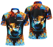 Load image into Gallery viewer, Water fire background custom name bowling polo shirts for men, team bowling shirts jerseys NQS4705