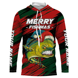 Personalized Christmas Mahi mahi Fishing Shirts, Mery fishmas Fishing gift for men, women, kid NQS6816