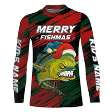 Load image into Gallery viewer, Personalized Christmas Mahi mahi Fishing Shirts, Mery fishmas Fishing gift for men, women, kid NQS6816