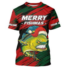 Load image into Gallery viewer, Personalized Christmas Mahi mahi Fishing Shirts, Mery fishmas Fishing gift for men, women, kid NQS6816