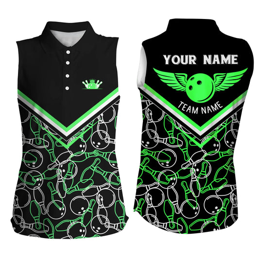 Custom sleeveless bowling shirt for women – personalized team jersey front view