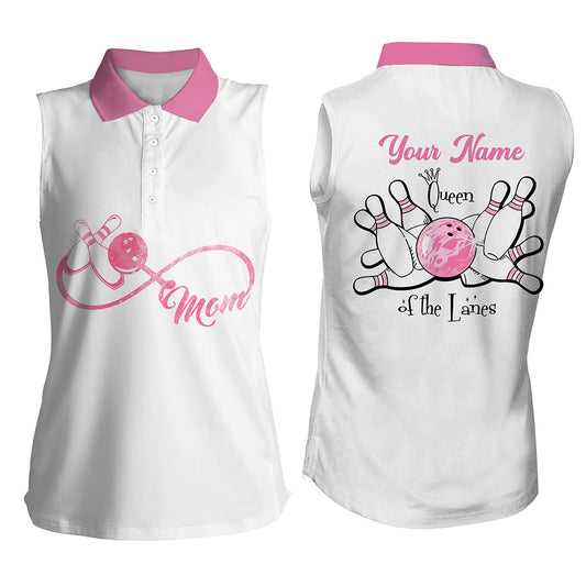 Custom sleeveless bowling shirt for women – personalized team jersey front view