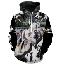 Load image into Gallery viewer, Gypsy horse love horse 3d custom name cute horse shirts, animal shirts, girls horse clothes NQSD83