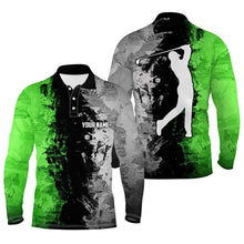 Load image into Gallery viewer, Mens golf polo shirts custom green camo golf tops for mens, golf clothes for mens NQS7011