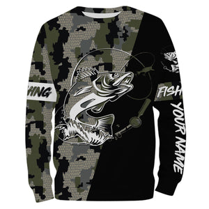 Walleye Fishing Camo Customize name 3D All over print shirts - personalized fishing gift for Adult and Kid - NQS442