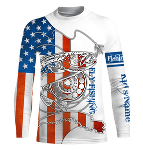 Trouts fly fishing American flag Custom Name UV sun protection UPF 30+ performance fly fishing shirts NQS3581