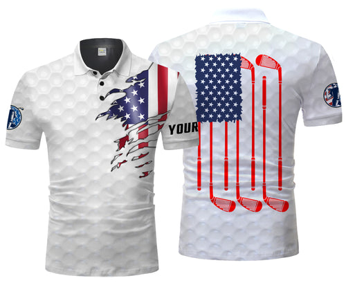 Golf club custom name American flag patriotic all over print Polo shirt personalized sport gift - NQS2201
