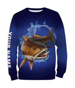 Redfish Puppy Drum Fishing Blue Customize Name 3D All Over printed Shirts NQS329