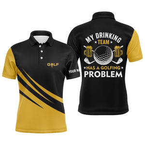 Mens golf polos shirts custom My drinking team has a golfing problem, golf beer team shirt | Yellow NQS4723