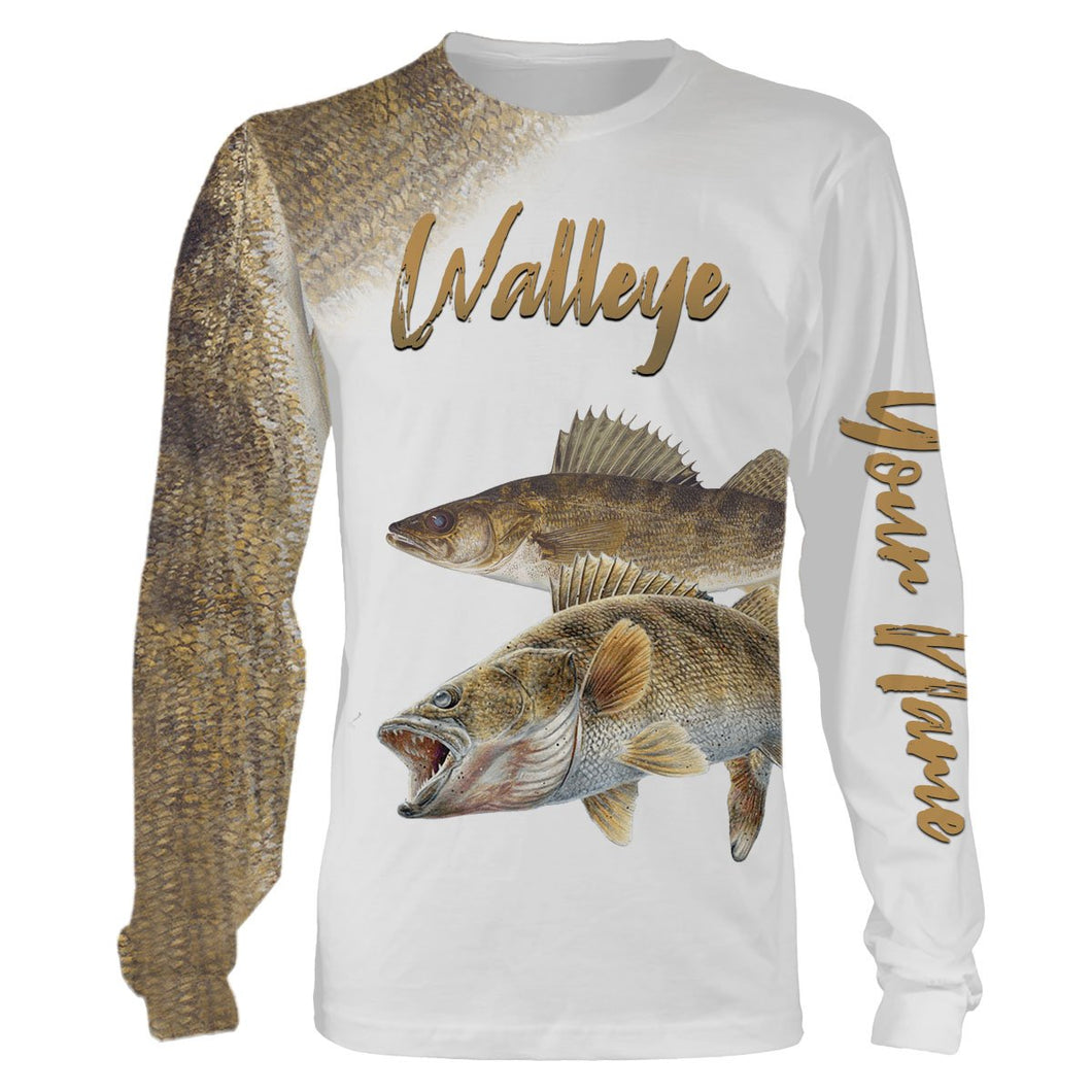 Walleye Fishing Scale Custome Name 3D All Over Printed Shirts Personalized Fishing gift For Adult And Kid NQS346