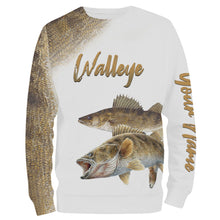 Load image into Gallery viewer, Walleye Fishing Scale Custome Name 3D All Over Printed Shirts Personalized Fishing gift For Adult And Kid NQS346