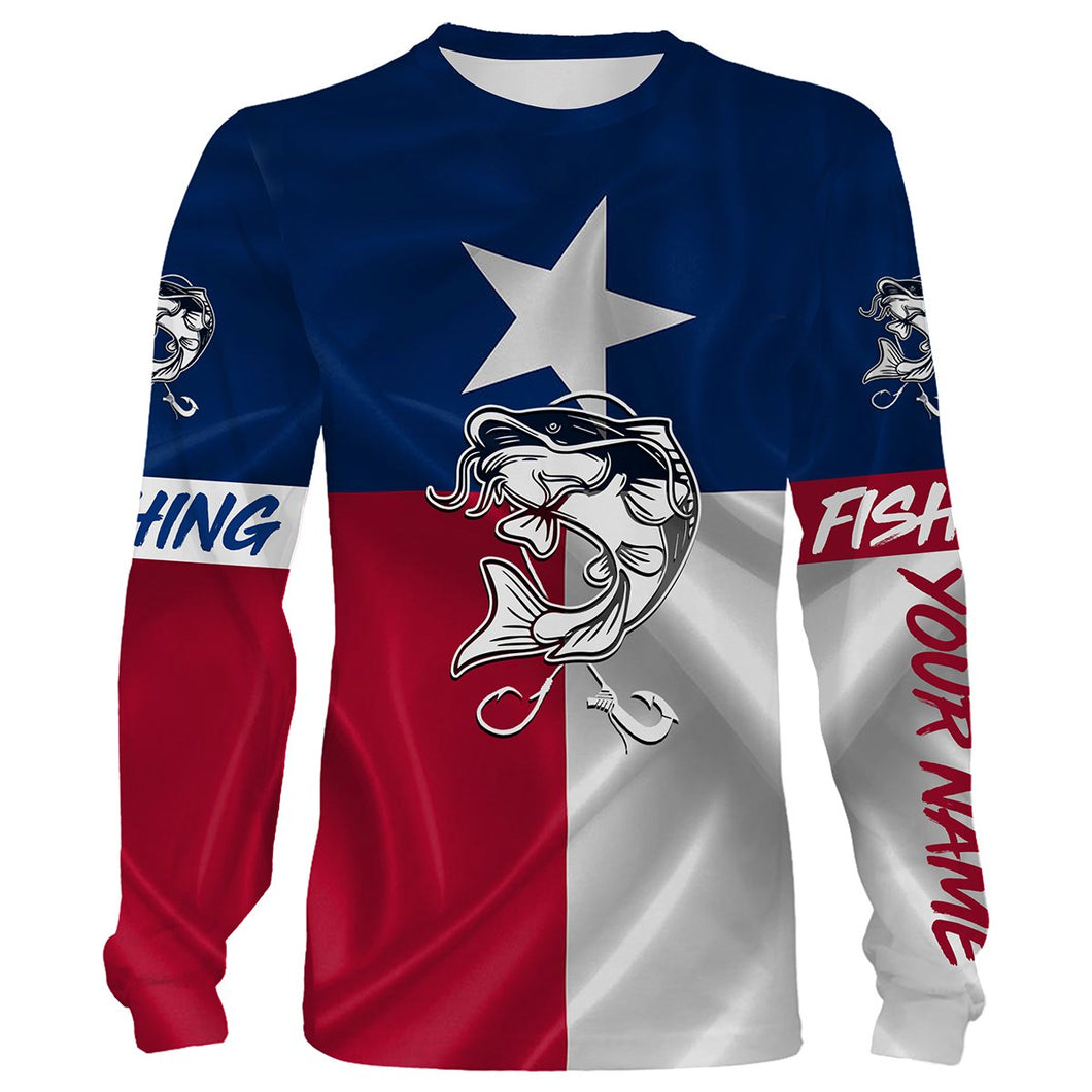 Catfish Tattoo fishing Texas Flag 3D All Over print shirts saltwater personalized fishing apparel for Adult and kid NQS445