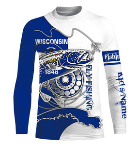 Trouts fly fishing WI Wisconsin custom name sun protection UPF 30+ performance fishing shirts NQS3603