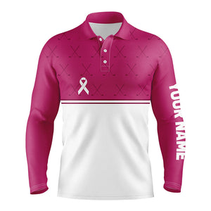 Pink white Breast Cancer Awareness golf shirts custom Mens golf polo  pink ribbon golf shirts NQS6372