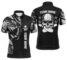 Load image into Gallery viewer, Bowling polo shirts for men custom name and team name Skull Bowling, team bowling shirts | White NQS4553