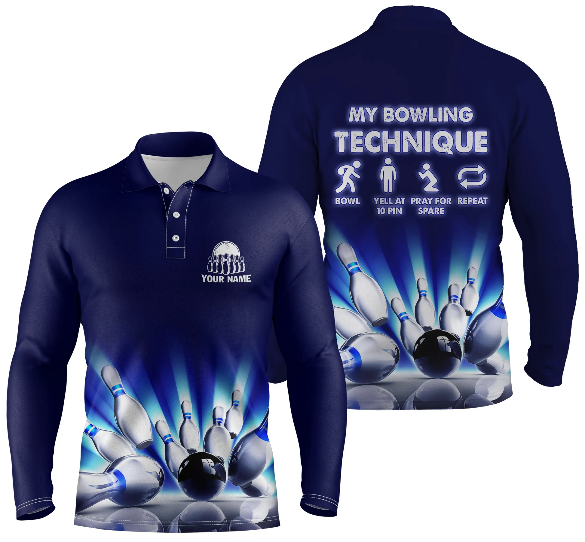 personalized bowling shirt for men – custom name design side view