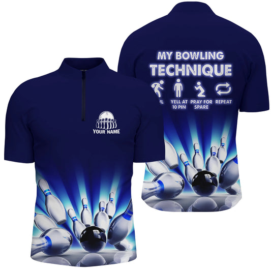 Custom bowling shirt for men – personalized team jersey front view