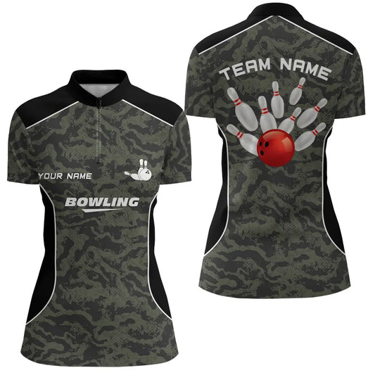 Custom bowling shirt for women – personalized team jersey front view