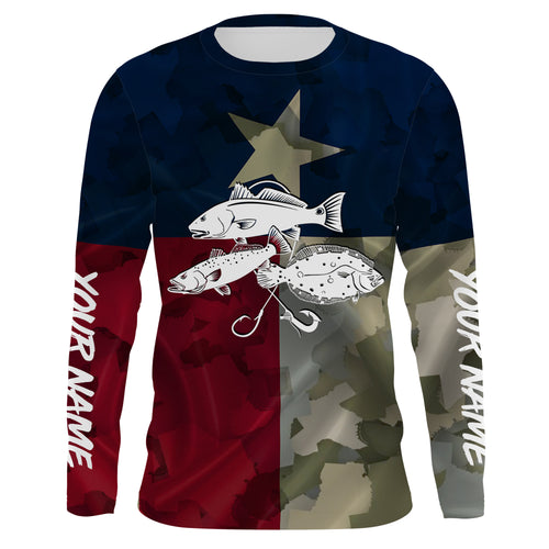 TX Texas Flag Texas slam Fishing Patriotic Performance Fishing UV Protection Shirts UPF 30+, Personalized Texas Fishermans Gift NQS2373