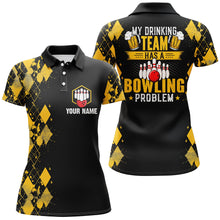 Load image into Gallery viewer, Funny yellow argyle Bowling beer Polo shirts for women custom My drinking team has a bowling problem NQS6870