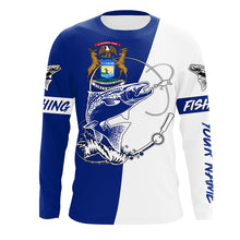 Load image into Gallery viewer, Salmon fishing in Michigan performance UV protection custom name long Sleeve fishing tournament shirts NQS3614