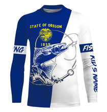 Load image into Gallery viewer, Salmon fishing in Oregon performance UV protection custom name long Sleeve fishing tournament shirts NQS3615