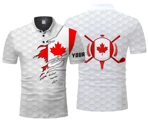 Golf club custom name Canadian flag patriotic all over print Golf Polo shirt personalized sport gift - NQS2226