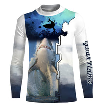 Load image into Gallery viewer, Shark Fishing UV protection Customize name long sleeves fishing shirts UPF 30+, Personalized Fishing Gift NQS1841