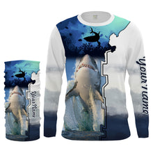 Load image into Gallery viewer, Shark Fishing UV protection Customize name long sleeves fishing shirts UPF 30+, Personalized Fishing Gift NQS1841