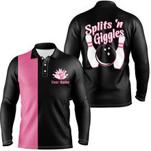 Load image into Gallery viewer, Splits'n Giggles Bowling polo Shirt For men Personalized pink retro bowling Jersey NQS5967