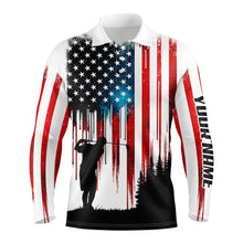 Load image into Gallery viewer, American flag Mens golf polo shirts custom name Mens golfer patriotic golf tops for men NQS6873