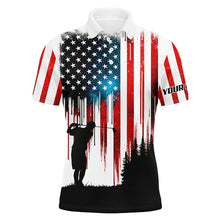 Load image into Gallery viewer, American flag Mens golf polo shirts custom name Mens golfer patriotic golf tops for men NQS6873