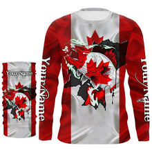 Load image into Gallery viewer, Walleye fishing shirts Canadian flag patriot UV protection Customize name long sleeves fishing shirts NQS4567