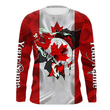 Load image into Gallery viewer, Walleye fishing shirts Canadian flag patriot UV protection Customize name long sleeves fishing shirts NQS4567