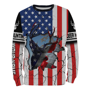 Deer Hunting US big game hunting camo American Flag patriotic Custom Name 3D All over print shirts NQS732