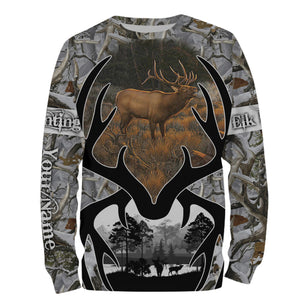 Elk Hunting big game hunting camo Custom Name 3D All over print shirts - personalized hunting gifts - NQS734