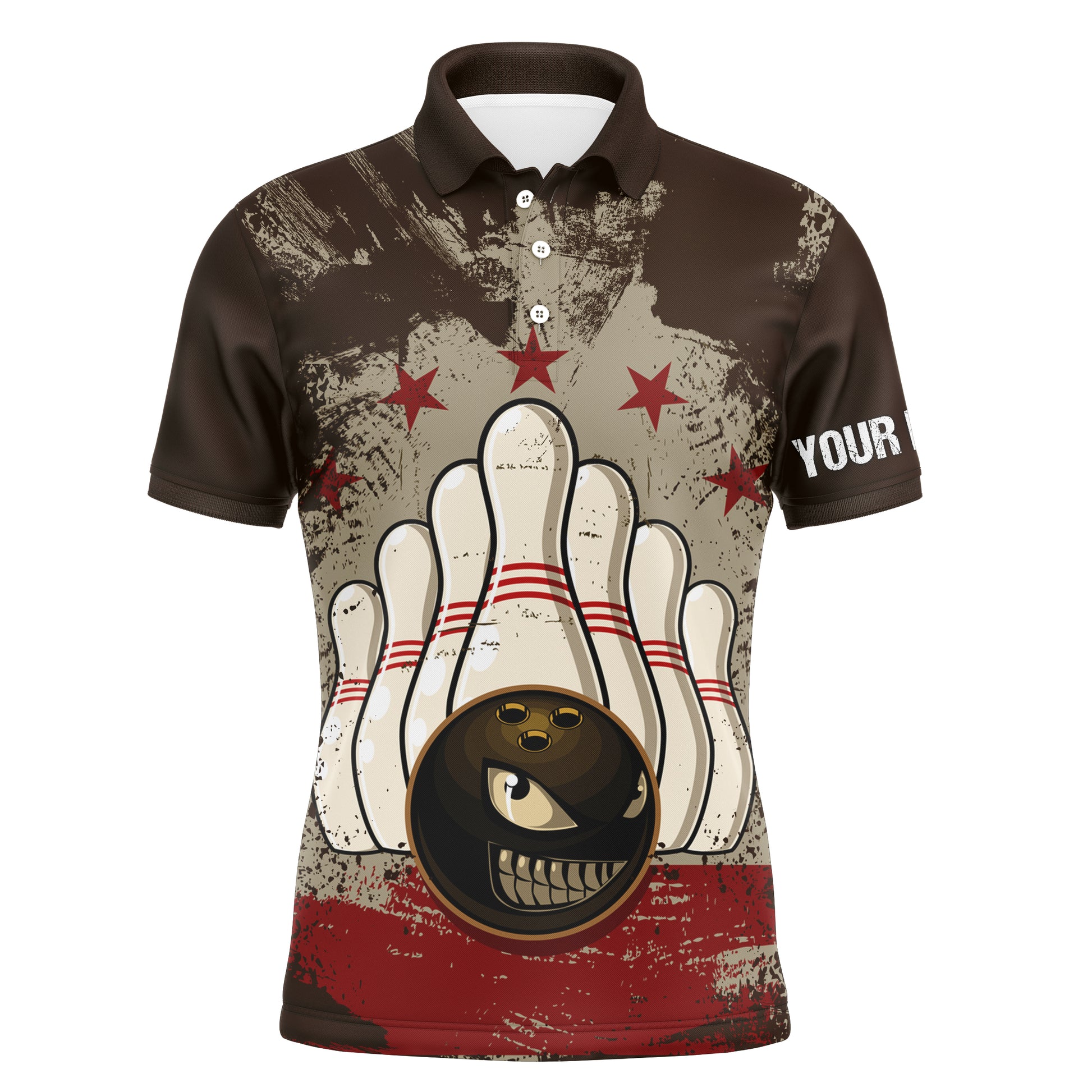 Custom bowling shirt for men – personalized team jersey front view