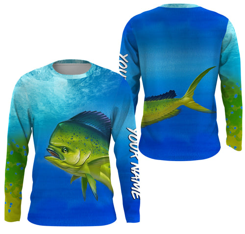 Mahi-mahi Dorado fishing green scales Custom Name UV protection UPF 30+ fishing jersey NQS2978