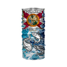 Load image into Gallery viewer, Florida Flag Mahimahi, wahoo, Tuna blue camo performance fishing shirt UV protection customize long sleeves NQS2123