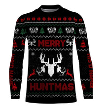 Load image into Gallery viewer, Deer hunter Merry huntmas custom funny ugly Christmas sweatshirt all over printed shirts, hunter gift NQS4174