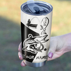 Musky Fish On Customize Name Fishing Tumbler Cup Personalized Fishing Gift For Fisherman NQS367