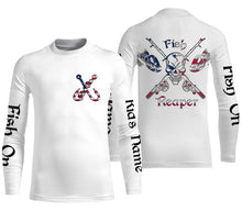 Load image into Gallery viewer, Fish Reaper Fish on American flag patriot fishing Custom Name 3D sun protection Fishing Shirts jerseys NQS3498