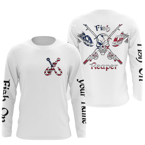 Fish Reaper Fish on American flag patriot fishing Custom Name 3D sun protection Fishing Shirts jerseys NQS3498