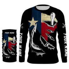 Load image into Gallery viewer, TX Fishing 3D Fish Hook Texas Flag black vintage UV protection custom long sleeves fishing shirts NQS1342